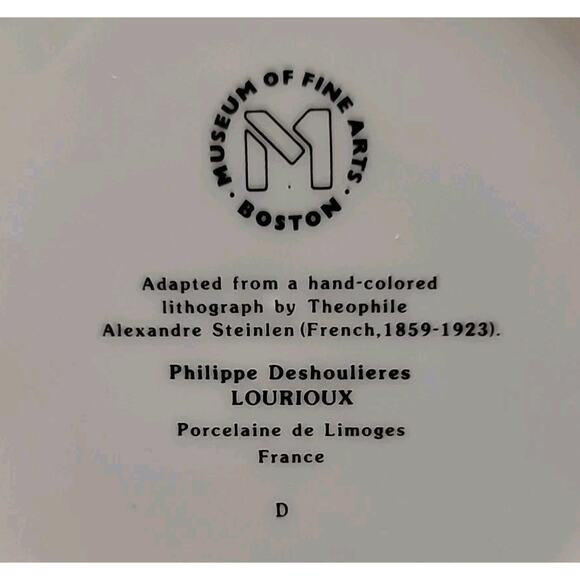 MUSEUM OF FINE ARTS BOSTON Two Cats Plate Porcelain Theophile Alexandre Steinlen - Picture 5 of 6